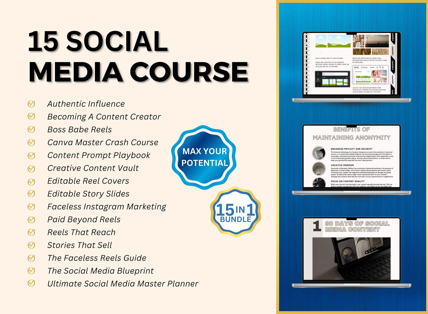 15 Mini Social Media PLR Course, Plr Ebook Course