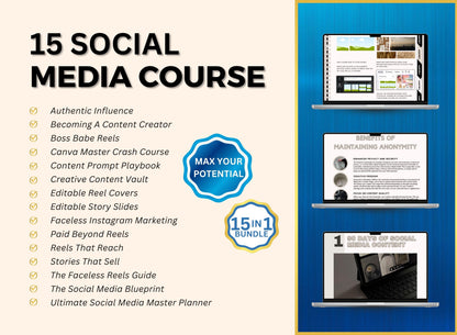 15 Mini Social Media PLR Course, Plr Ebook Course