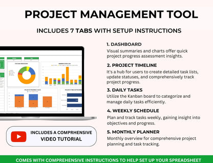 Project Management Spreadsheet Template with Gantt Chart - MRR & PLR Rights