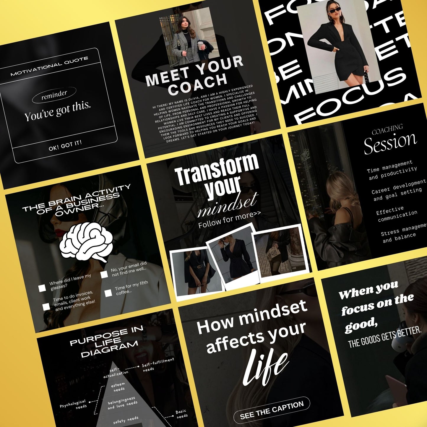 Mindset Coach Social Media Templates | Life Coach Templates