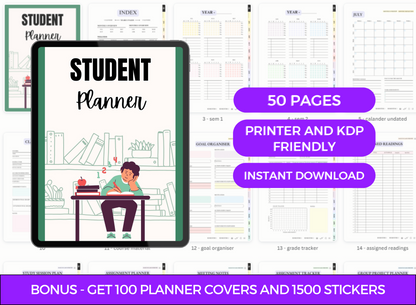 PLR PRINTABLES STUDENT PLANNER - Editable Canva 50 Pages