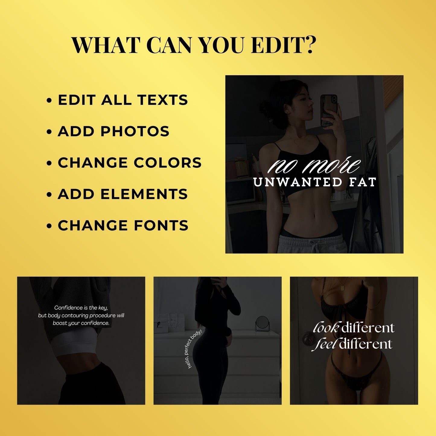 60 Body Sculpting Quotes Instagram Templates | RF Cavitation | Medspa Templates