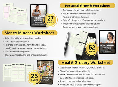 Personal Development Workbook & Planner Bundle, Coach Worksheets