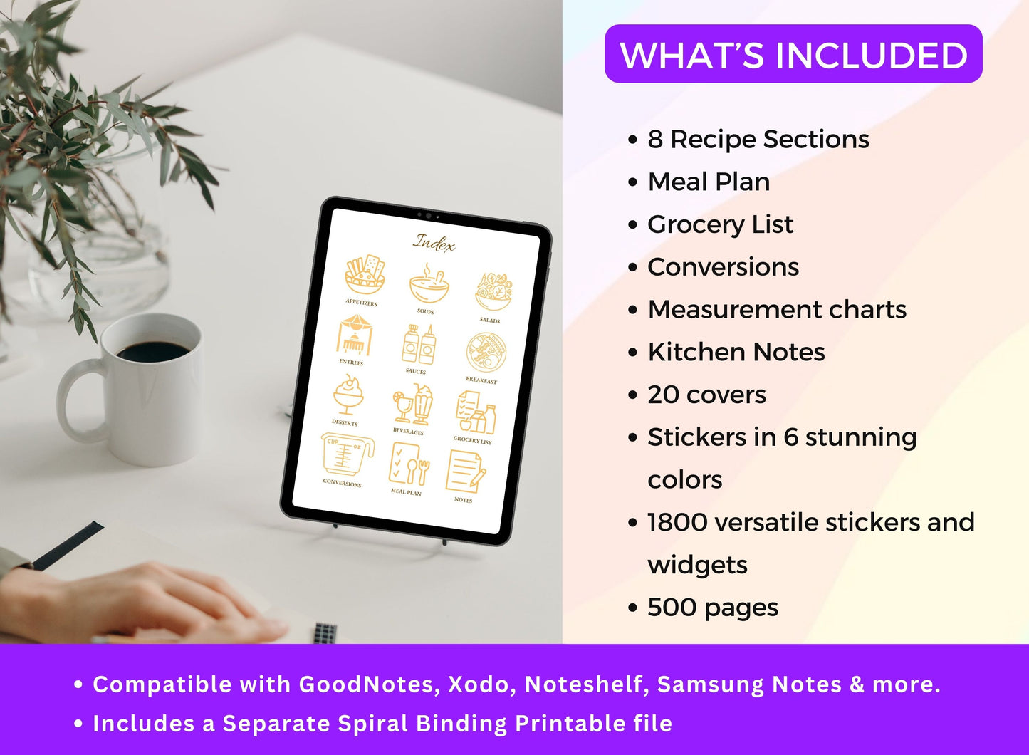 Recipe book GoodNotes, online recipe book, online personal recipe book, online family recipe book, online cookbook