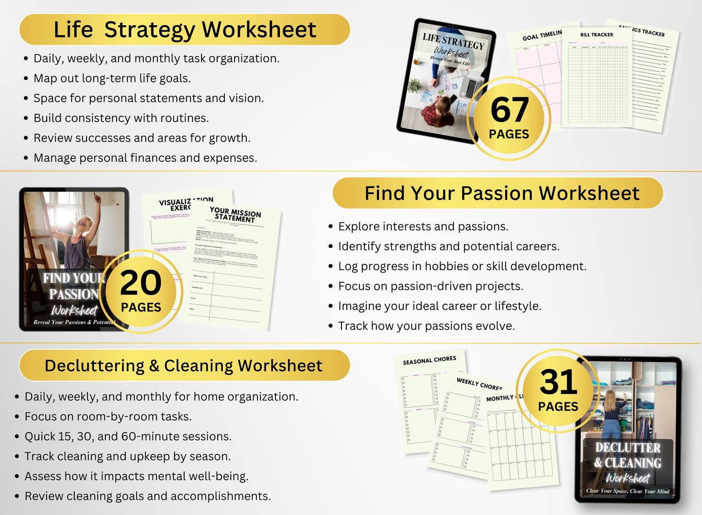 Personal Development Workbook & Planner Bundle, Coach Worksheets