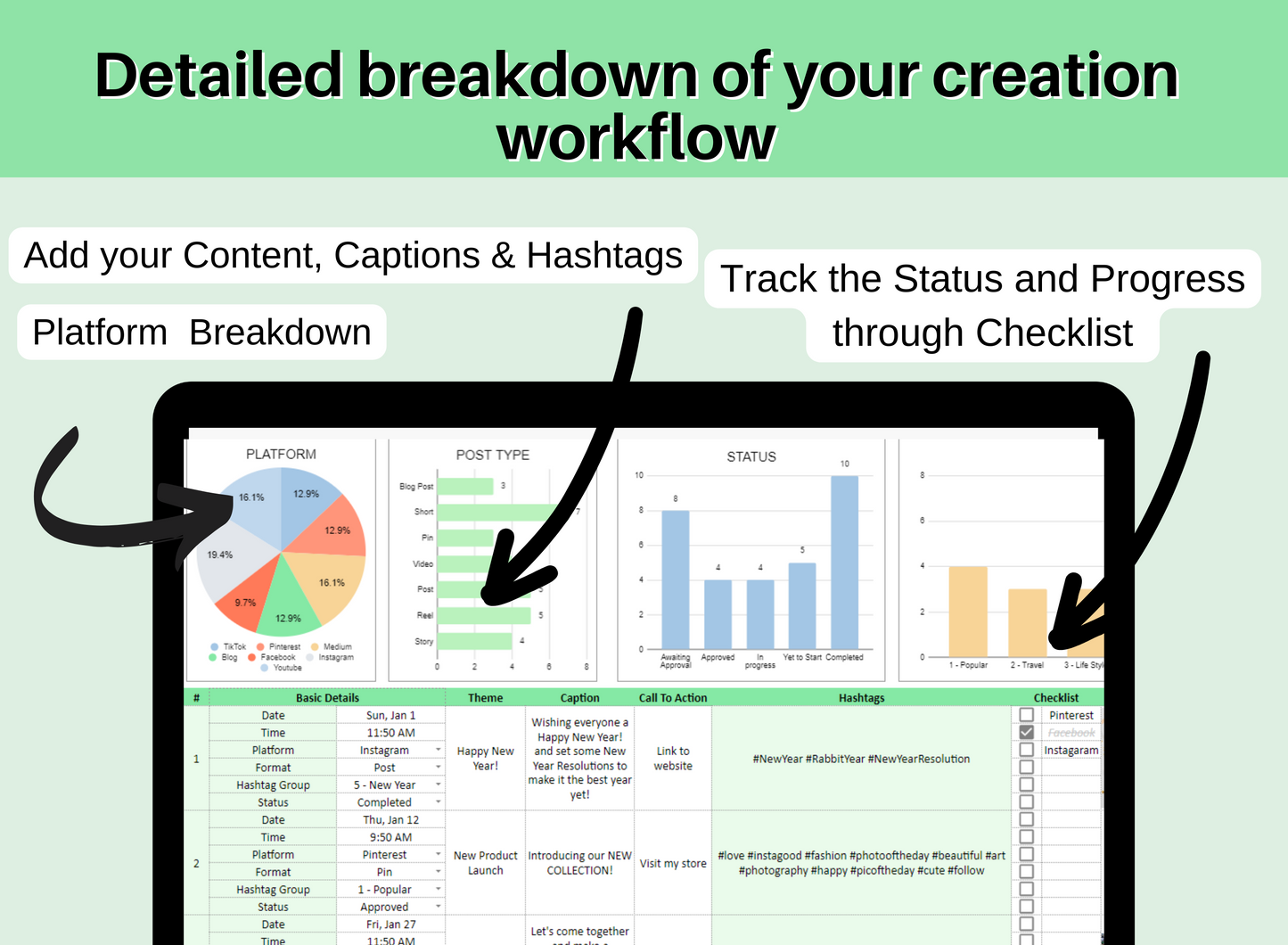 Marketing planner, Content Tracker, PLR Resell Social Media Calendar Google Sheets, PLR Content Planner, Resell Content Calendar Template, Plr Google Sheet