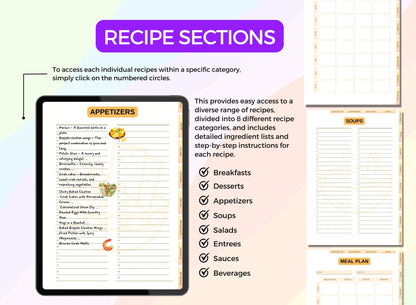 Recipe book GoodNotes, online recipe book, online personal recipe book, online family recipe book, online cookbook