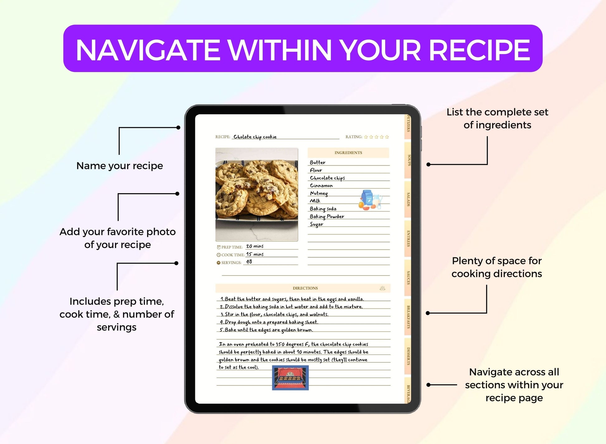 Recipe book GoodNotes, online recipe book, online personal recipe book, online family recipe book, online cookbook