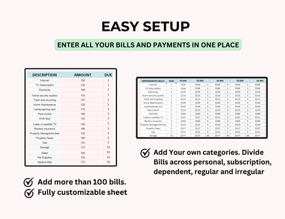 bills, Bill Planner, Bill Payment Calendar, bill pay tracker, bill organizer, bill checklist, Bill calendar, Automated Monthly Bill Tracker