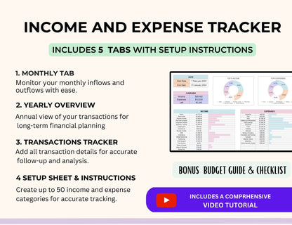 Income and Expense Tracker in Excel and Google Sheets