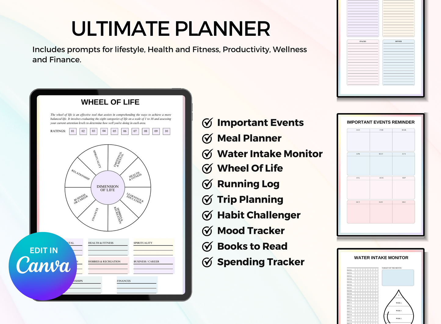 PLR Printables The Ultimate Planner - Health & Fitness, Wellness, Lifestyle, Productivity, Finance