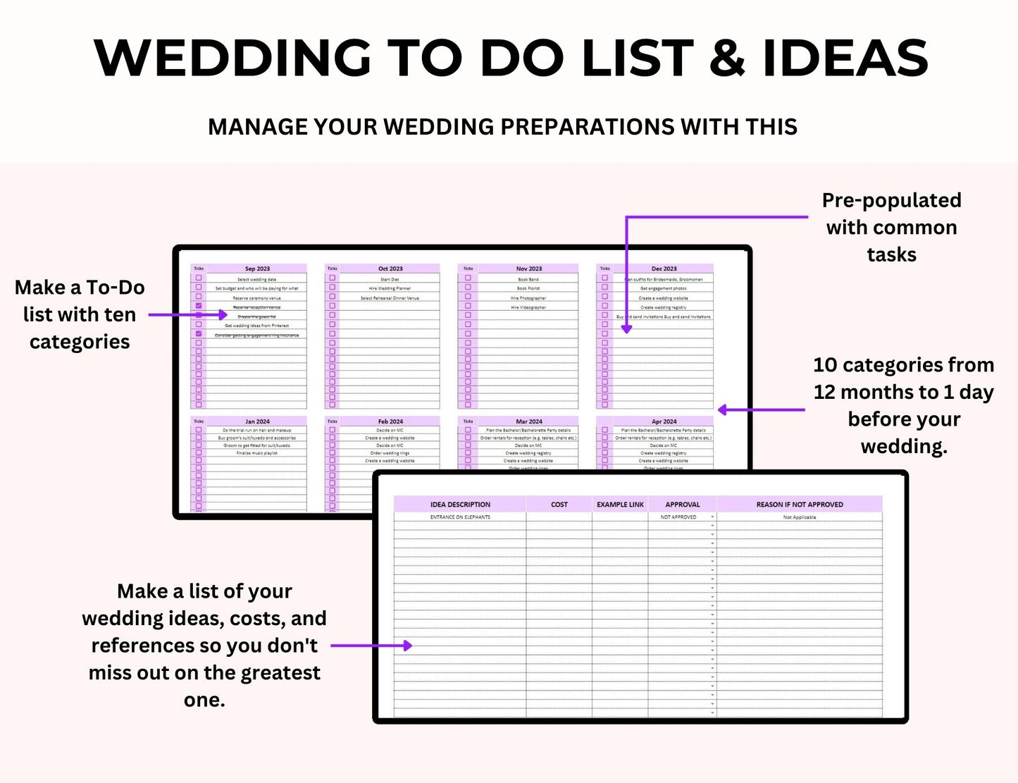 Ultimate Wedding Planner Spreadsheet with MRR Rights