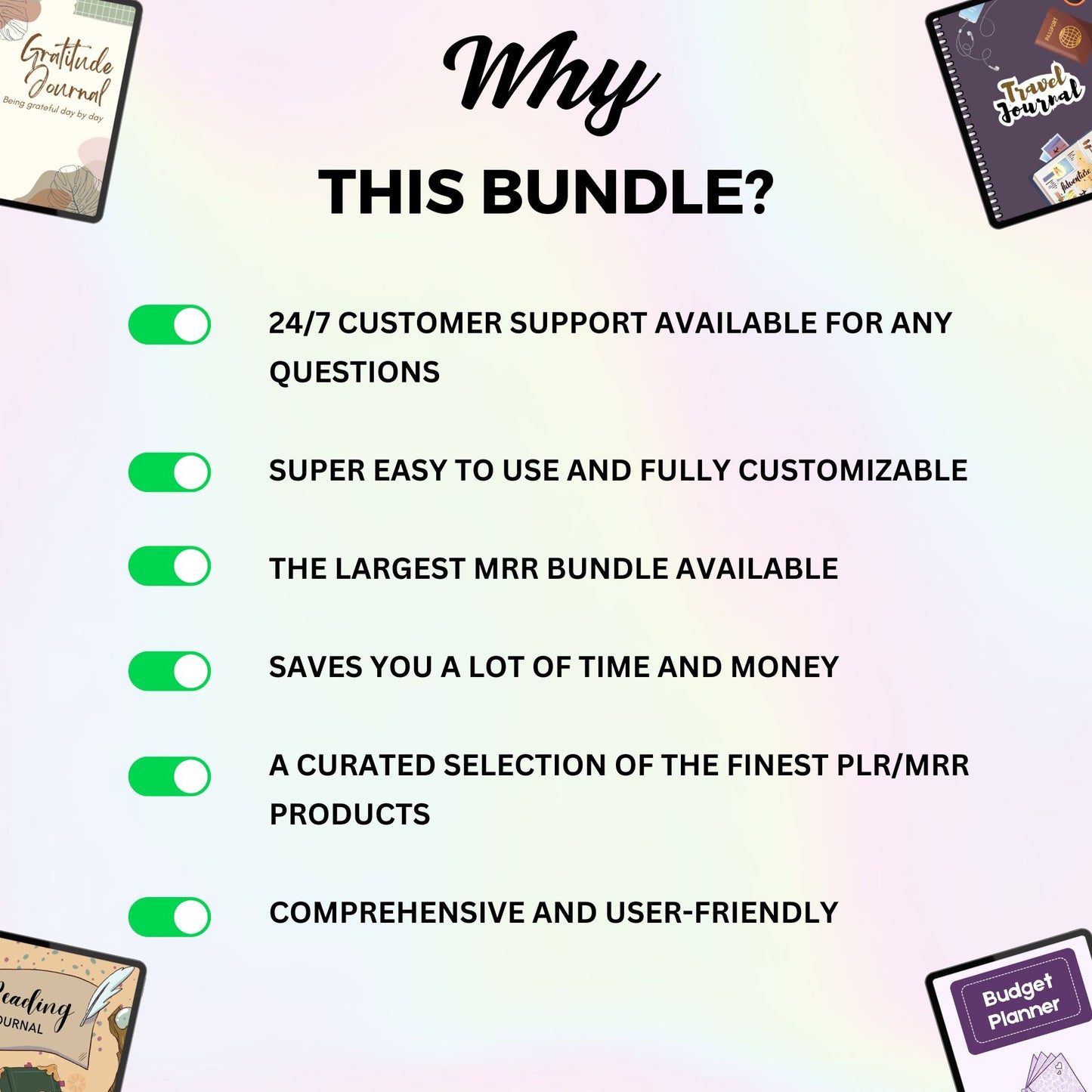 50+ MRR PLR Ebook Editable Planners Bundle