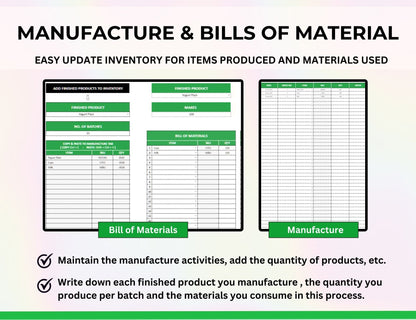 Inventory Tracker | Reseller Spreadsheet | Product and Materials Inventory Template