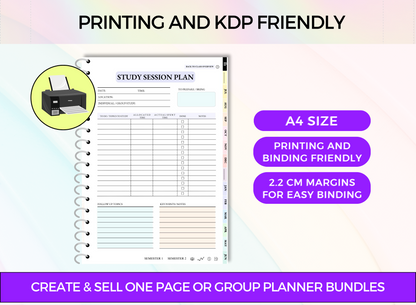 PLR PRINTABLES STUDENT PLANNER - Editable Canva 50 Pages