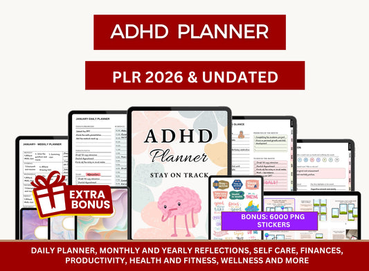 ADHD 2026  Neurodivergent Hyperlinked Planner with MRR Rights