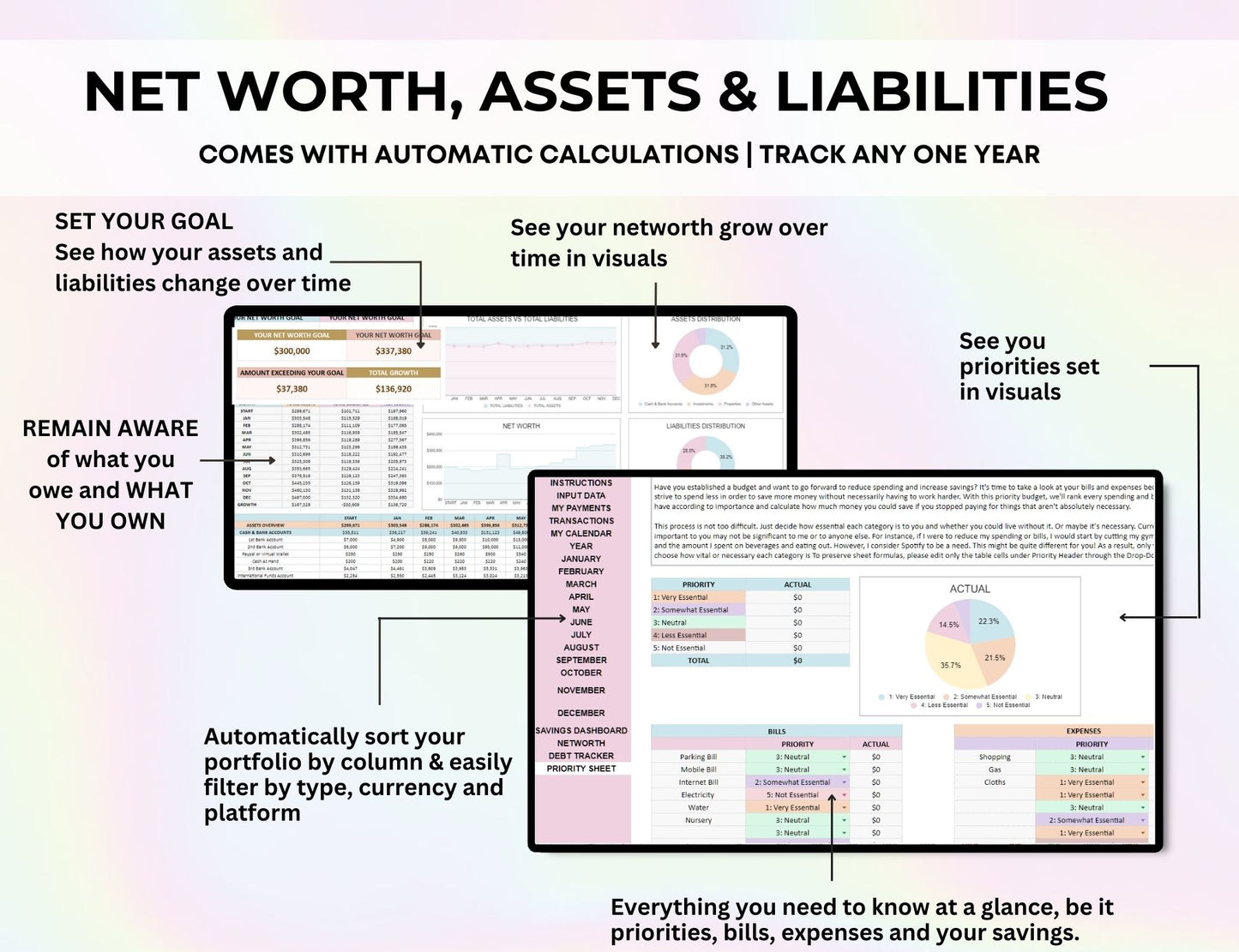 Personal Finance Budget Template in Excel and Google Sheets with MRR Rights