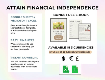 Personal Finance Budget Template in Excel and Google Sheets with MRR Rights