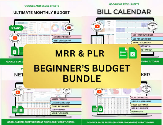 Budget Spreadsheet Bundle for Beginners Master Resell Rights