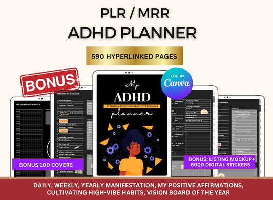 Dark Mode Adult ADHD Planner with MRR Rights