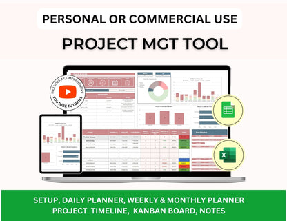 Project Management Spreadsheet Template with Kanban Board - MRR Rights