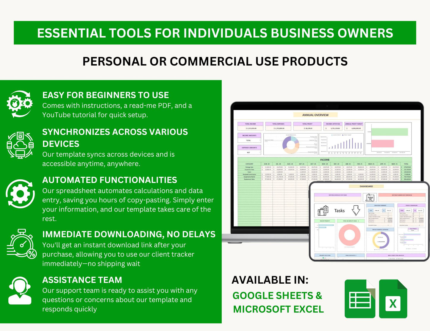 Personal Finance Budget Template in Excel and Google Sheets with MRR Rights