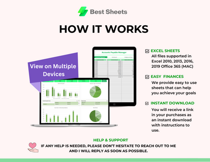 , Bank account listing  spreatsheet ,AP aging process, Accounts payable templates, 